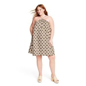 NWT Agua Bendita X Target Palm Print Tree Halter mini dress 2X